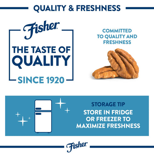 Fisher Chef's Naturals Unsalted Chopped Pecans 24oz Resealable Bag, Raw Nuts for Baking, Cooking & Snacking