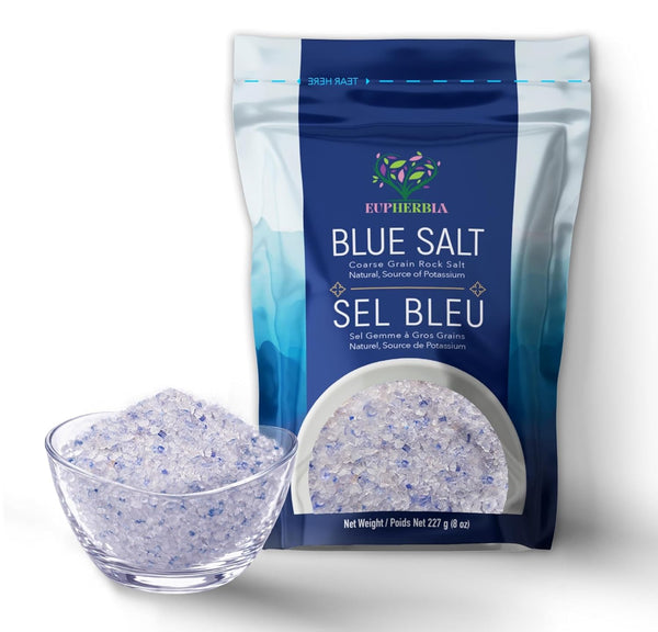 EUPHERBIA Blue Salt, Coarse, Rare Mineral Salt, High Potassium, Lower Sodium, Natural,