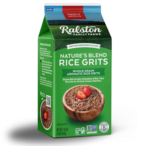 16 oz 6 Pack, Ralston Family Farms Nature's Blend Rice Grits, Carton: American Grown, Non-GMO, Naturally Gluten Free