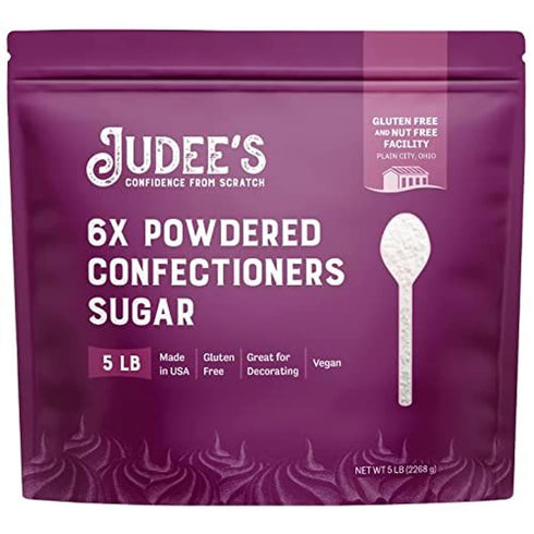 Judees 6X Powdered Confectioners Sugar 5 lb - 100% Non-GMO, Gluten-Free, and