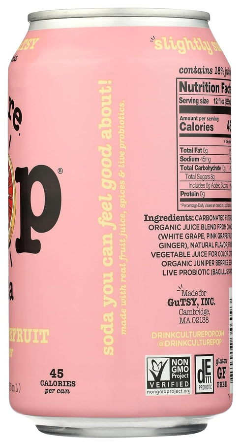 12 Culture Pop Soda Probiotic Grapefruit Soda FO