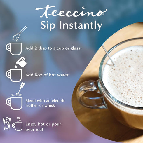 14 7.9 Teeccino Organic Instant Dandelion Herbal Latte Servings Creamy Oat & Coconut Latte with a Blend of Roasted