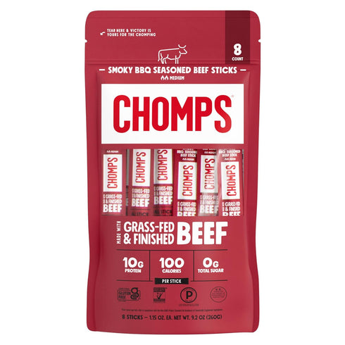 CHOMPS Smoky BBQ Beef Sticks 8ct, 1.15 OZ