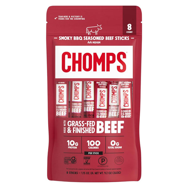 CHOMPS Smoky BBQ Beef Sticks 8ct, 1.15 OZ
