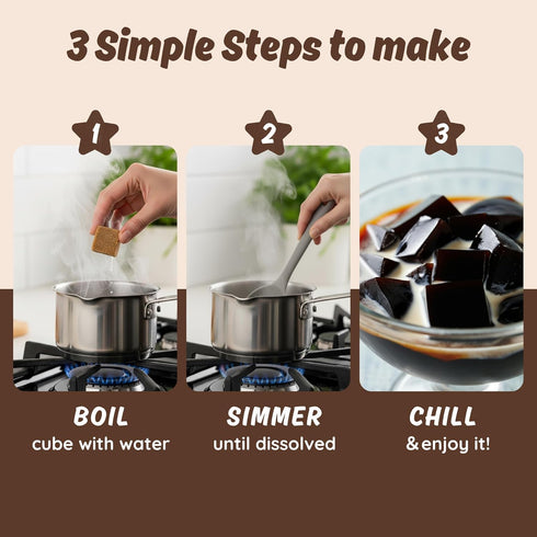 HeySweet 8 Counts 40oz+) Coffee Jelly Vegan, Gluten-Free, Halal, Dye-Free | Jel Dessert made with Natural Brown Sugar