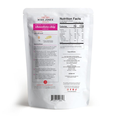 50% 13 (Pack 6) Miss Jones Baking Gluten-Free Chocolate Chip Cookie Mix - More Chocolate Chips, Lower Sugar, Naturally