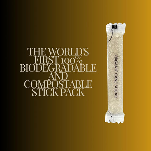 Packets Packets 4g (100 Pack) Le Must Organic Raw Brown Cane Sugar Biodegradable Compostable Clear Stick Organic Sugar