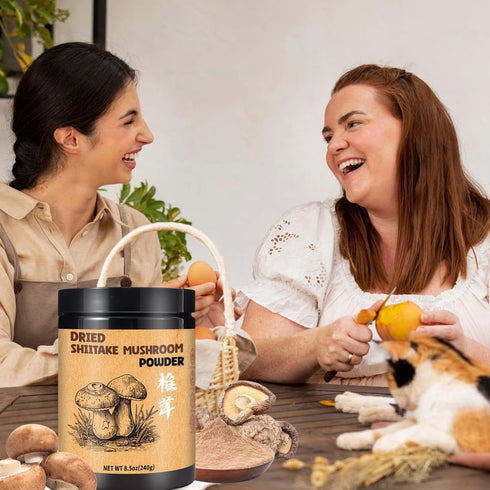 Egcina 8.5oz 100% Dried Shiitake Mushroom Powder - Pure Natural Shiitake Mushroom Seasoning for Cooking, Ramen, Coffee