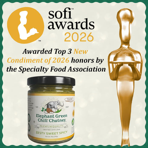 100% 9oz (Pack 1) Elephant Green Chili Chutney - Natural, Vegan & Gluten-Free - Bold & Tangy Green Chili Condiment