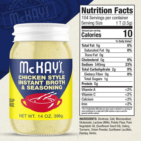 1 Pack) McKay's Chicken Flavored Soup Seasoning, Gluten Free, Vegetarian Instant Broth, Bullion Powdered Seasoning