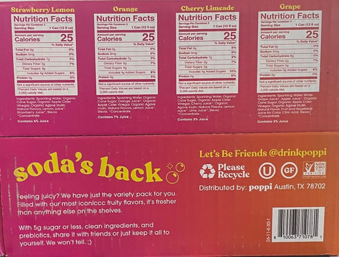 poppi Pack 12pk, 12 Variety Prebiotic Soda FZ