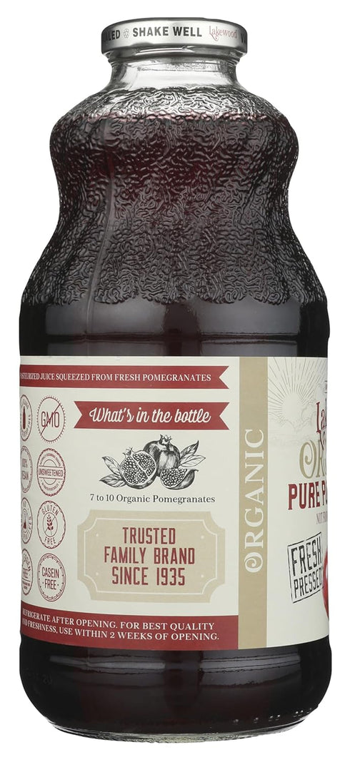 32 Oz Lakewood, Organic Pure Pomegranate Juice, Fl Bottle