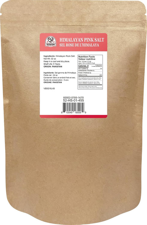 52USA 2 lb, Himalayan Pink Salt Coarse, Pink Himalayan Sea Salt, Coarse Grain Himalayan Salt, Pink Salt, Rock Salt
