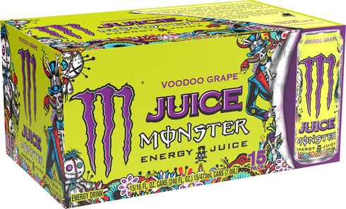 16 (Pack 15) Monster Energy Juice Voodoo Grape, Energy + Juice, Energy Drink, Ounce