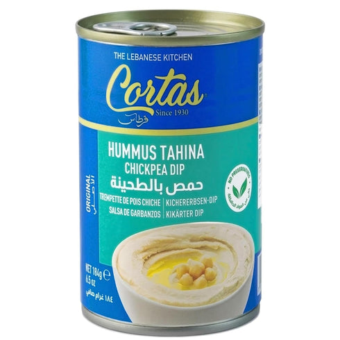 Cortas Hummus 6.5 oz 185g (Pack 6), - Tahini, Chickpea Dip, / of Single Serve Easy Open Can