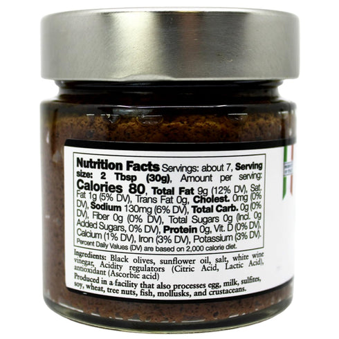 7.4 oz, L'Oro Del Sud Black Olive Tapenade Spread, Italian Olive Spread for Bruschetta,Tapenade Mediterranean Olive