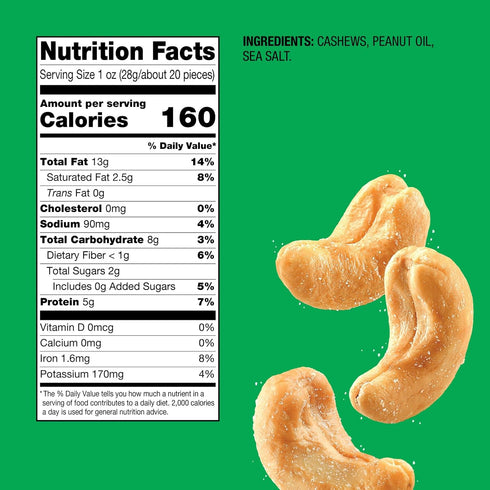 (1-Pack) 36oz Emerald Nuts Roasted and Salted Whole Cashews | Resealable Bulk Bag | Plant-Based Protein, Kosher