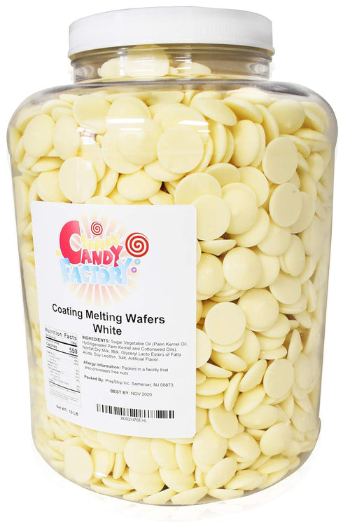 10 Lbs Sarah's Candy Factory Coating Melting Wafers in Jar, White Melting Chocolate