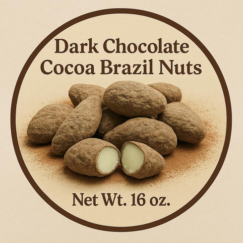 The Brittle Box Candy Co. 1 Brazil nuts coated in chocolate and dusted in cocoa pound hand made fresh to order!