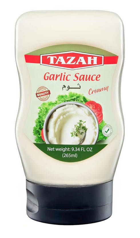 Tazah Lebanese Garlic Sauce 9.34 Fl Oz Squeezable Bottle Authentic Middle Eastern