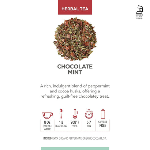 3550 Teabloom Chocolate Mint Loose Leaf Herbal Tea with Cocoa Husk & Peppermint | Dessert-Inspired Caffeine-Free Blend