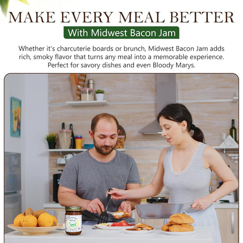 Midwest Fresh 13 oz (2 Pack, 13, Oz) Award-Winning Bacon Jam | Gourmet Burger Sauce and Charcuterie Board Staple |