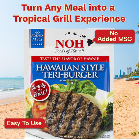 1.5 oz Packet (Pack 12) NOH Hawaiian Style Teri-Burger Seasoning Mix, of - Easy-to-Use Hawaiian Teriyaki Burger