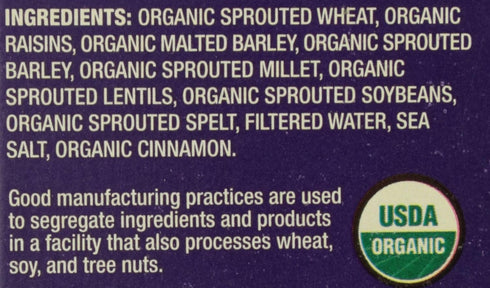 4:9 16 oz Food for Life, Ezekiel Organic Sprouted Grain Cereal, Cinnamon Raisin