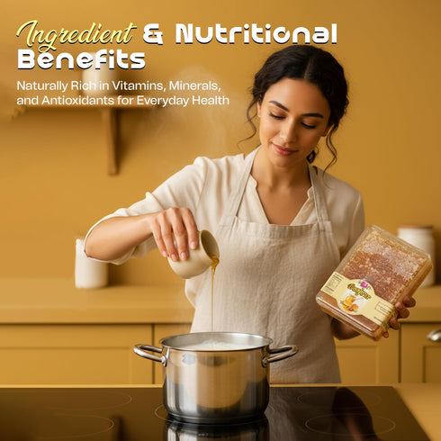 16oz (1Lb) Bonjour Raw Honeycomb - Naturally Prebiotic & Antioxidant-Rich Honey with Honeycomb | Pure Honey Combs Raw
