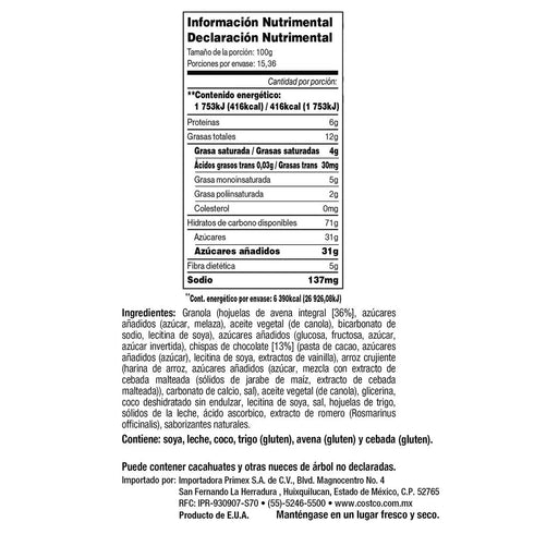 Kirkland Signature 54.4 oz Soft & Chewy Chocolate Chips Granola Bars
