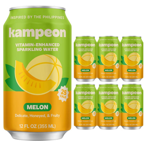 Kampeon Filipino inspire sparkling water, Melon-12oz Can | Flavored Sparkling Water with