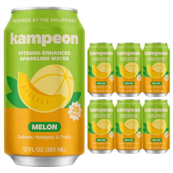 Kampeon Filipino inspire sparkling water, Melon-12oz Can | Flavored Sparkling Water with