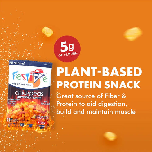 12 1-oz Pack, Feel Festive Bags Fiery Spicy Crunchy Roasted Chickpeas Protein Snack Healthy Garbanzo Beans, Non-GMO