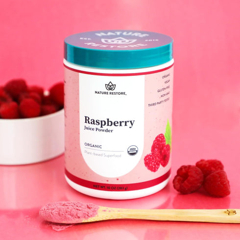 10 USDA Certified Organic Red Raspberry Juice Powder, Ounces, Non GMO, Gluten Free, Vegan