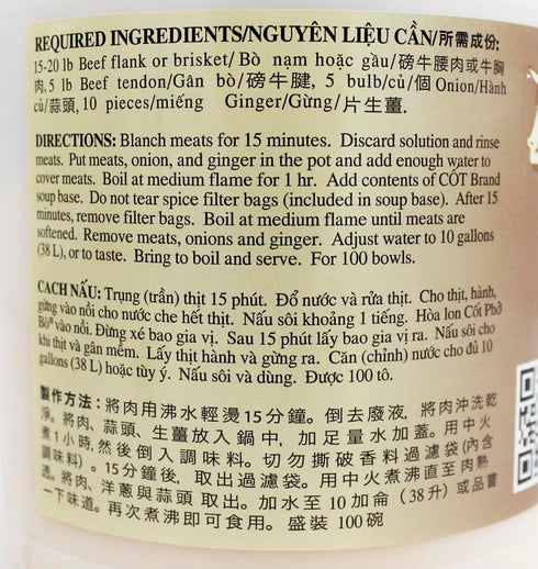 3-lb/1.36kg Quoc Viet Foods Beef Flavored "Pho" (Cot Pho Bo Brand)