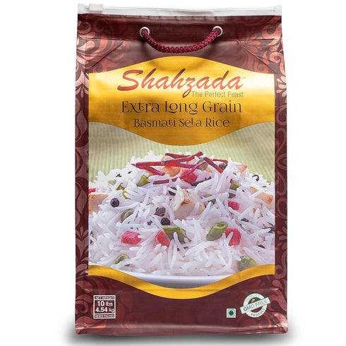 Shahzada Basmati Sela Rice 10 Lbs. Extra Long Grain, Non-Sticky, Non GMO,