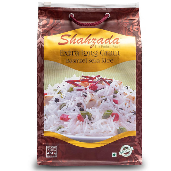 Shahzada Basmati Sela Rice 10 Lbs. Extra Long Grain, Non-Sticky, Non GMO,