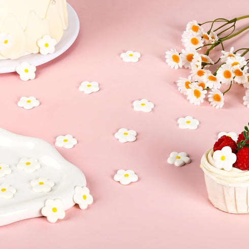 32 Count Flowers Icing Decoration White Blossoms Royal Icing Decorations Daisy Sugar Wedding Flowers Sprinkles