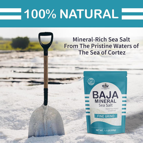 1.1lb 18oz 100% (1.1lb Le Marinier Baja Mineral Sea Salt Fine Grind, - | Natural and Unrefined | Authentic Baja Sea