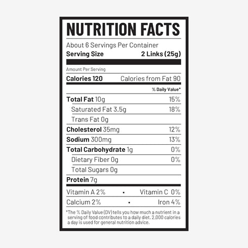 7g 5 oz. (Pack 3) Duke's Pork Chorizo & Lime Smoked Shorty Sausages, Protein Per Serving