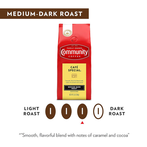 Community 72 12 (Pack 6) Coffee Caf Special Blend Ounces, Medium Dark Roast Ground Coffee, Ounce Bag