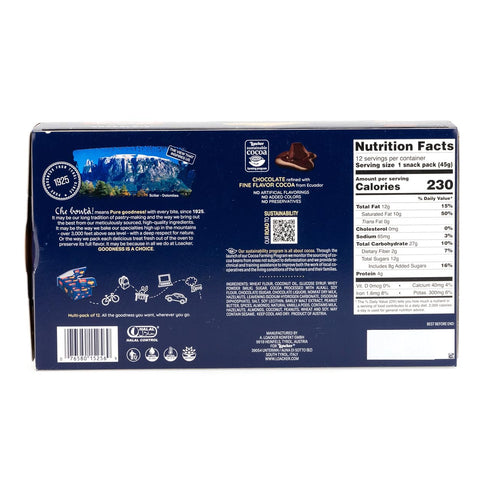 Multipack 12 Packs 45g/1.59oz, Pack 12 Loacker Classic Chocolate Wafers - Premium Crispy Wafer Cookies with Chocolate