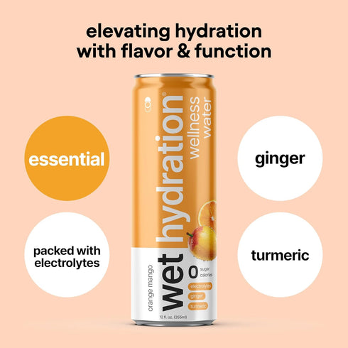 4 Pack (12 Pack 12) (Packaging Wet Hydration, Zero Calorie, Functional Wellness Water - Flavors Variety Ounce Cans