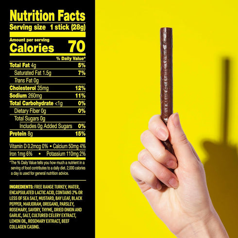 (Pack 24) 1 oz 9 Lorissa's Kitchen Herb-A-Licious Savory Herb Turkey Sticks - of Meat Sticks - Ready to Eat Protein