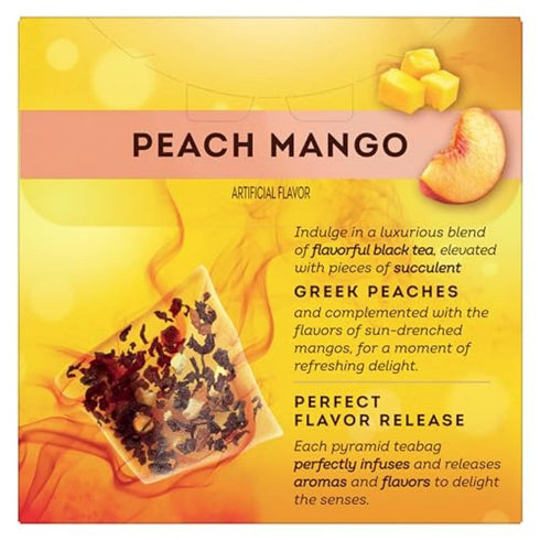 20 Lipton Black Tea Peach Mango, Pyramid Tea Bags, Flavored Teabags for a Refreshing Cup of Tea, Total Tea Bags