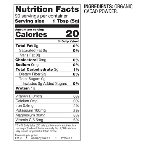 16 1 lb (Pack 2) BetterBody Foods Organic Cacao Powder, Rich Chocolate Flavor, Non-GMO, Gluten-Free, Cocoa, ounce, bag