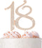 18 Cake Topper - Premium Rose Gold Metal, 18th Birthday Party Sparkly Rhinestone Decoration, Protected in a Box