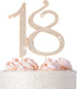 18 Cake Topper - Premium Rose Gold Metal, 18th Birthday Party Sparkly Rhinestone Decoration, Protected in a Box