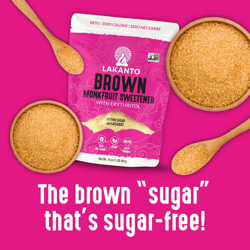 1 Lb Lakanto Brown Monk Fruit Sweetener With Erythritol, Brown Sugar Substitute Sweetener For Baking, Coffee, Oatmeal