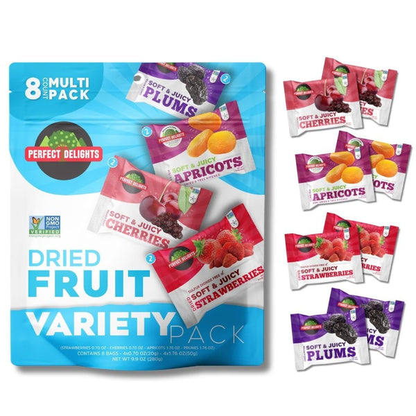 Perfect Delights Multipack Sun-Dried Fruits, Vegan, Healthy Snack Packs, Dried Fruits On-the-Go,